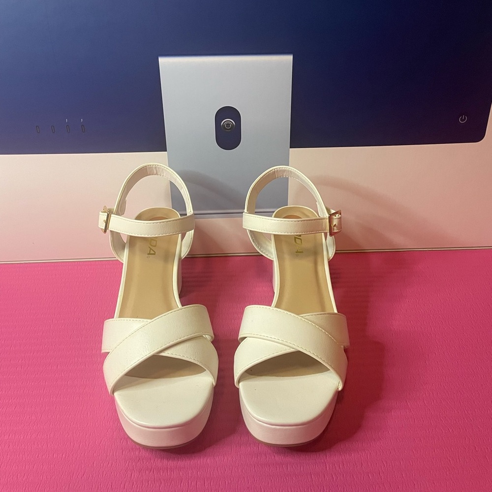 Cream Stiletto Heels with Strappy Design